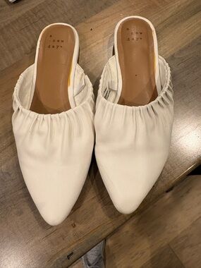a new day Cream Ruched Pointed Slip-On Mules
